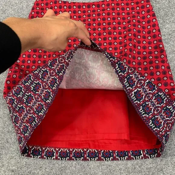 Talbots Skirt Womens 2P Petites Multi Cotton Blend Straight Side Zip Inner Lined - Picture 5 of 10